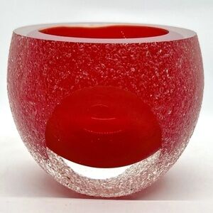 Vintage Fifth Avenue Crystal 4” Geode Red Tealight Votive, Candle Holder